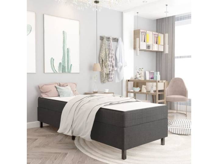 CHEZZOE Cadre De Lit Moderne: Simple Structure de lit - Gris Tissu 100 x 200 cm 19844