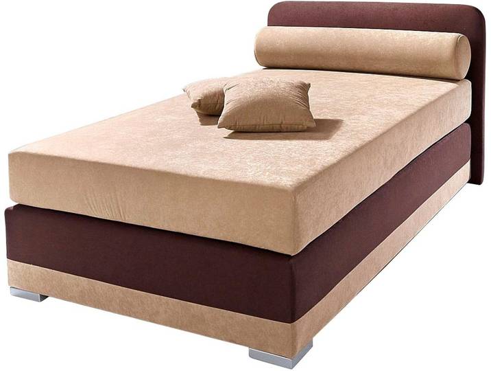 Boxspringbett, Braun, 127x210 cm, Microvelours oder Kunstleder, H3, Modern, Maintal