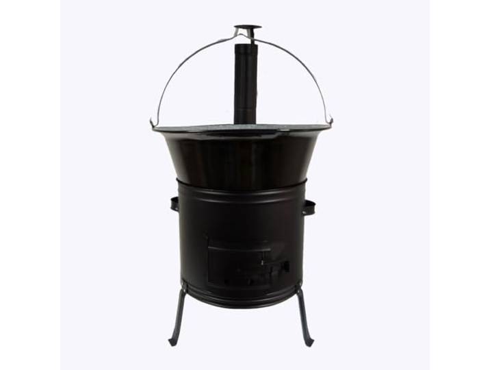 Set Ungarischer Holzofen 45 mit Gulaschkessel 50 L Emaille mit Bügel Gulaschkanone mit Suppentopf