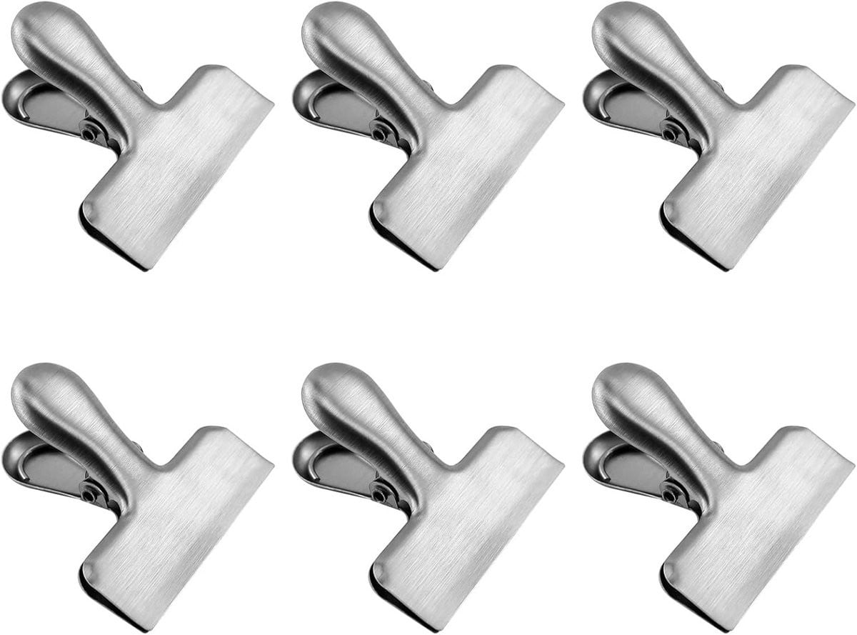 6x Sterke Metalen Sluitclips 55mm - Roestvrijstalen Klemmen voor Keuken, Kantoor en Documenten