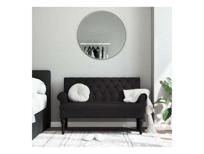 LuxusKollektion Polsterbank Sitzbank mit Rückenlehne Schwarz 120cm Stoff (1-St)