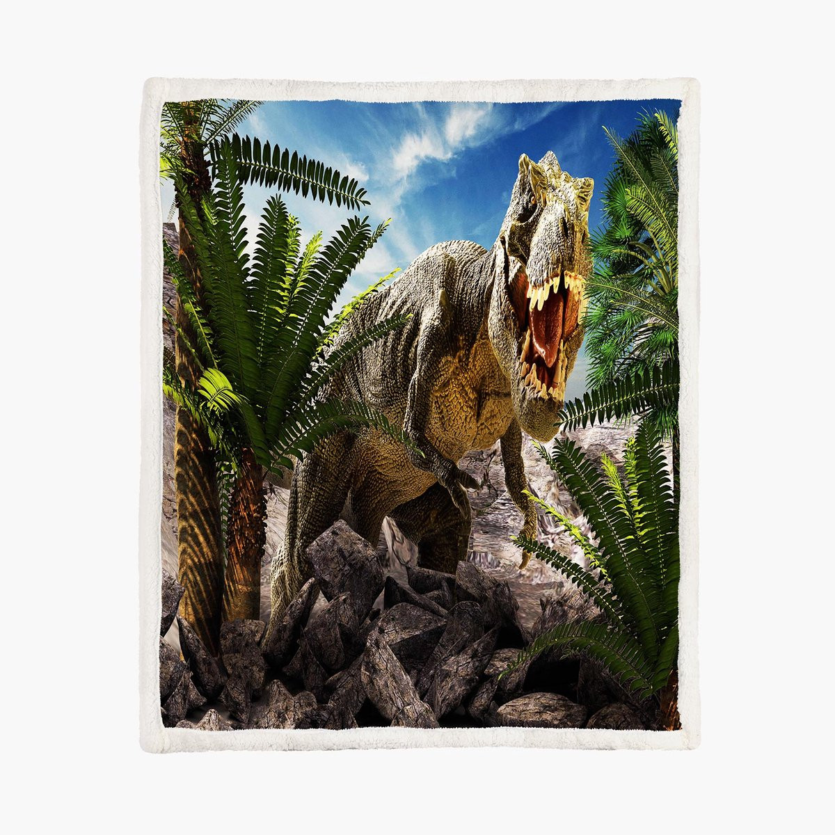 Dino Fleece Deken T-Rex, 130 x 150 cm