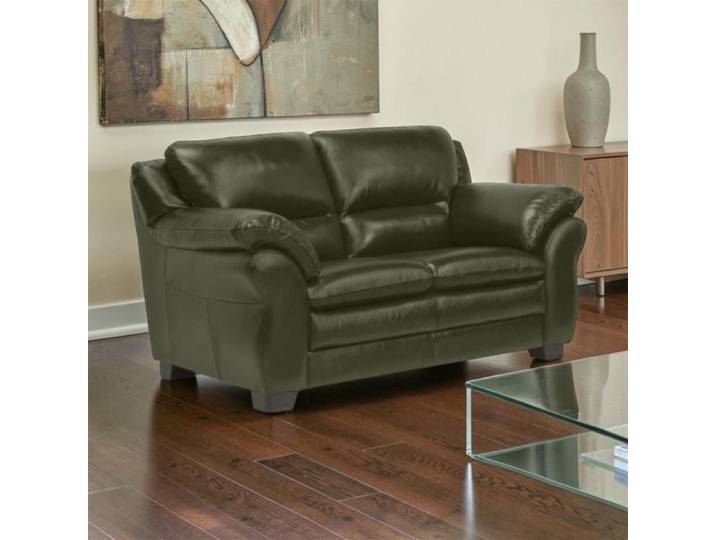Canapé 2 places Domus L160 cm vrai cuir vert rembourrage en plumes