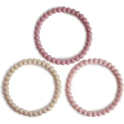 Mushie, Beissring, Silikonarmband Linen Peony Pale (0 Monate)