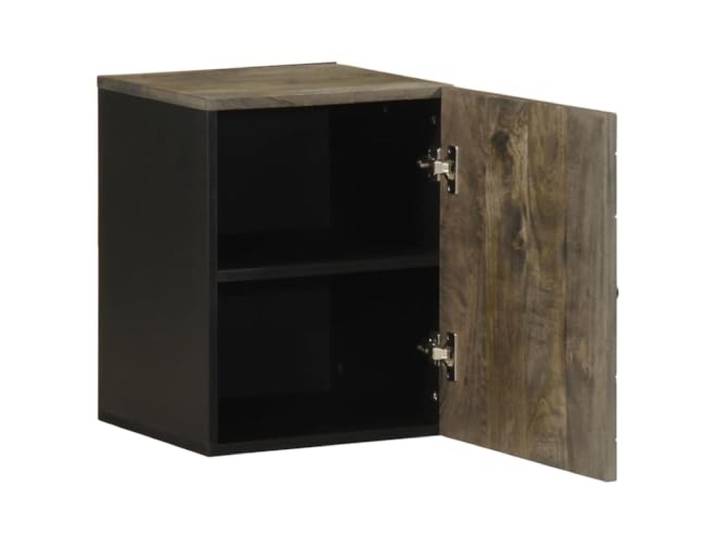 HGPOTUY Bad-Wandschrank Schwarz 38x33x48 cm Massivholz Mango Stabile Metallbeine, Wandmontage, viel Stauraum, mit Tür, für Badezimmer