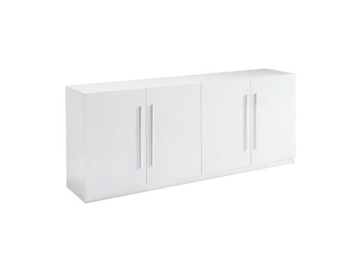 CLARK - Buffet 4 Portes Moderne Laqué Blanc Poignées en Métal