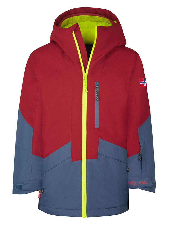 Trollkids Ski-/ Snowboardjacke "Kongsberg" in Braunrot/ Blau - 164