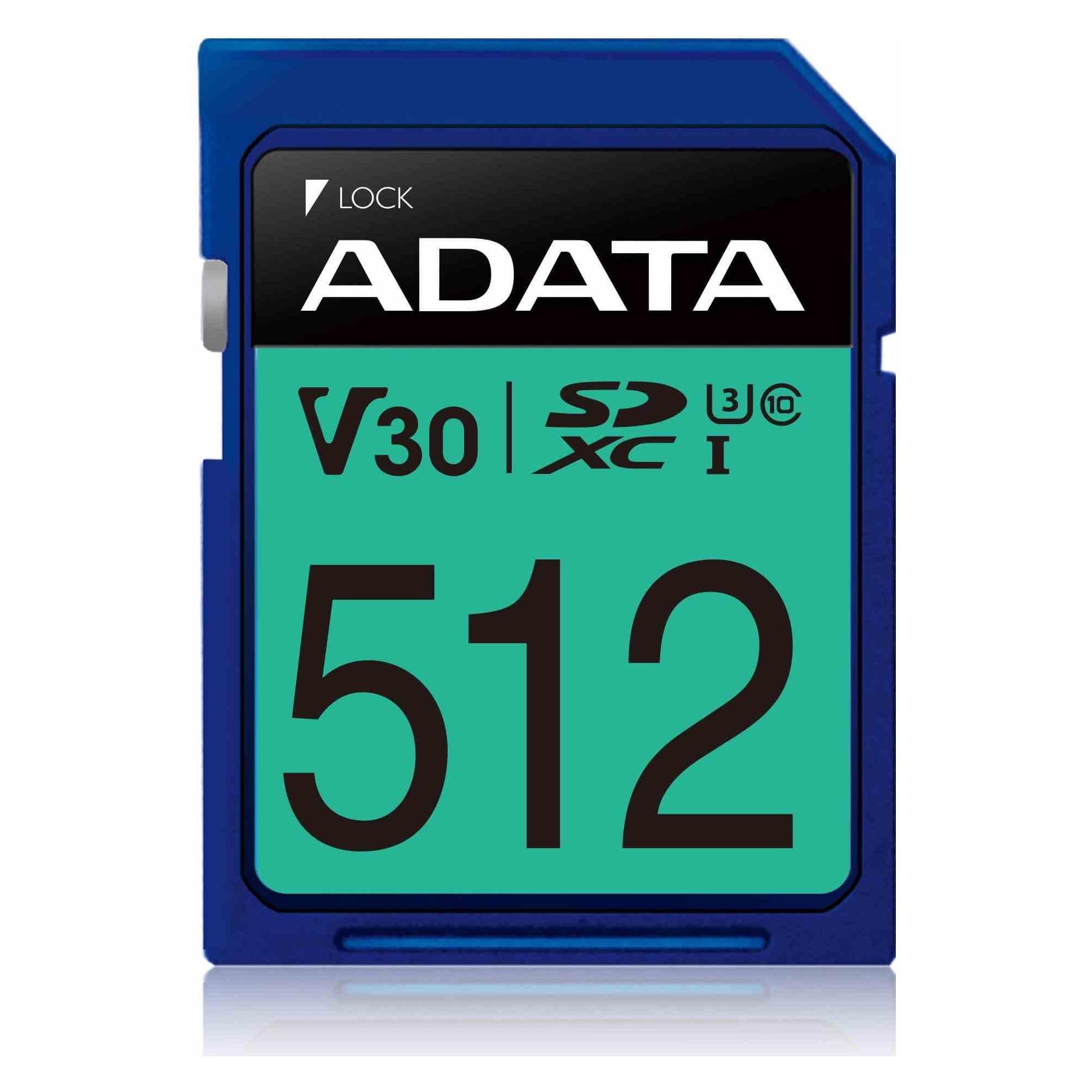 Adata Premier Pro SDXC UHS-I U3 Class 10 (V30S) (512 GB, SDXC, U3, UHS-I) (ASDX512GUI3V30S-R)