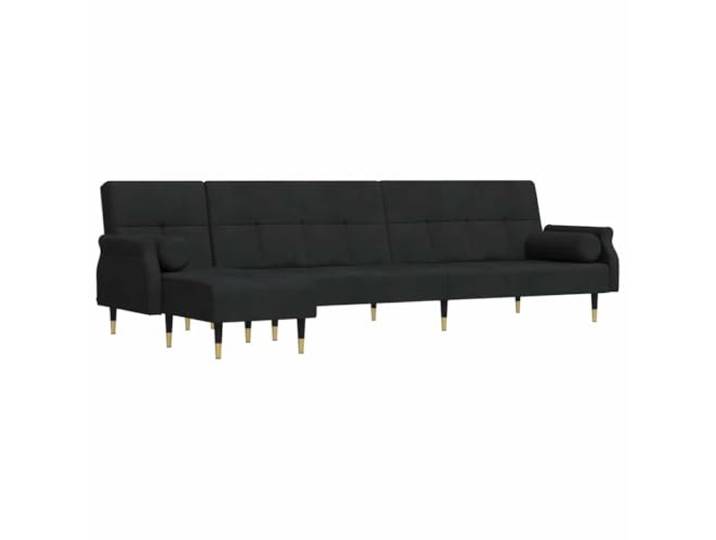 Todiikf Schlafsofa L-Form Samt Couch mit Chaiselongue Klappbar Schwarz Flexibles Ecksofa für Wohnzimmer und Gästebereich: 3-stufig verstellbar, flexibel montierbare Chaiselongue mit Kissen.