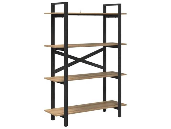 Kaorsrow Standregal Artisan-Eiche 100x33,5x140 cm Holzwerkstoff Stahl Vielseitiges Industrie-Design Etagenerregal mit 4 Ebenen für Wohnzimmer und Home Office mit verstellbaren Füßen.