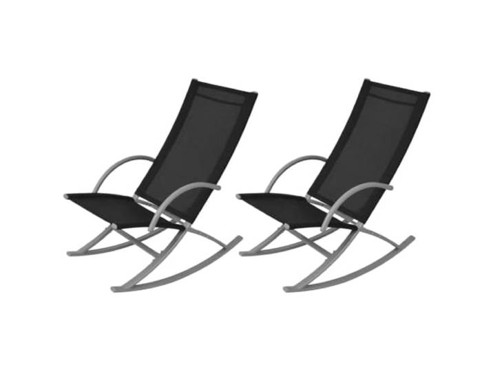 GHVBNMF 2er Set Garten-Schaukelstühle aus Stahl & Textilene Schwarz Ergonomische Schwungstühle für Terrasse, Balkon und Garten. Belastbar bis 100 kg pro Sitz mit pflegeleichtem Textilene.