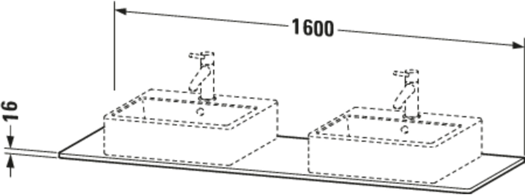 Duravit Konsole XSquare 160x55cm, E s, m 2 Auss, Beck. beids. (XS063HB1616)