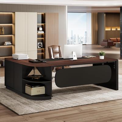 Bluebell 80 Inches Executive Desk, L-Shaped Office Desk with 55 Inches Cabine