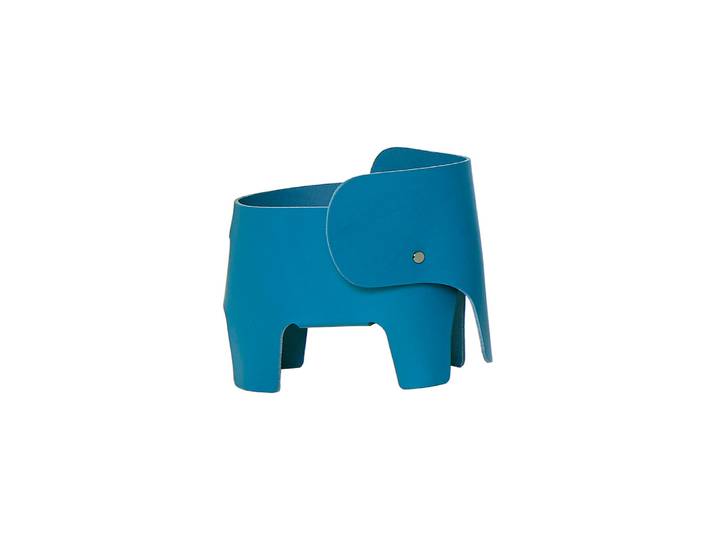 EO - Lampe sans fil rechargeable Eléphant - Bleu - Cuir - Designer Marc Venot