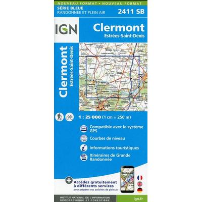 Clermont.Estrées-Saint-Denis 1:25 000, Karte von Collectif Ign, IGN Frankreich, 978-2-7585-4939-0