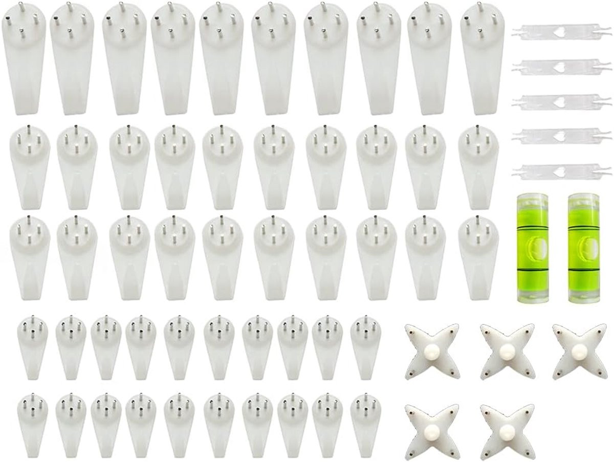 62 stuks Multifunctionele Onzichtbare Foto Haken - Wit