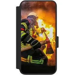 Nivocase Klapphülle für Samsung Galaxy S23 Handyhülle aus Kunst Leder NIVOflip schwarz Feuer Feuerwehr (Samsung Galaxy S23), Smartphone Hülle, Schwarz