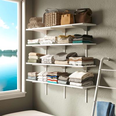 "Wallniture Turin 48"" Floating Bookshelves with Adjustable Brackets, Wall Shelf Unit for Living Room, Custom Tier Options, White"