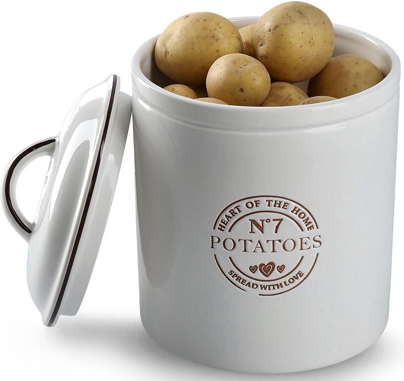 Vorratsdose ZELLER PRESENT "Potatoes", weiss (weiß), B:17,5cm H:24,5cm L:17,5cm, Keramik, Lebensmittelaufbewahrungsbehälter, Vorratsdose, Eleganter Landhausstil weiß B/H/L: 17,5cm x 24,5cm x 17,5cm