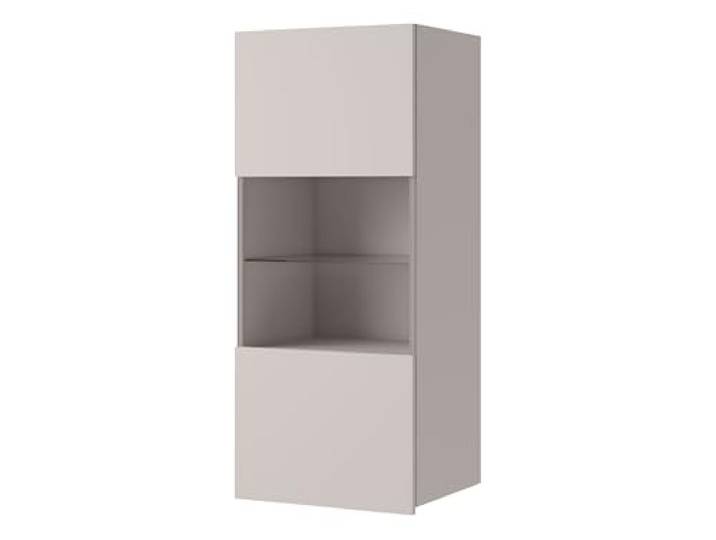 Mirjan24 Hängevitrine Calabrini BR05 (Cashmere, ohne LED) Moderne grifflose Wandvitrine mit gehärtetem Glas und Ablagefächern für das Wohnzimmer