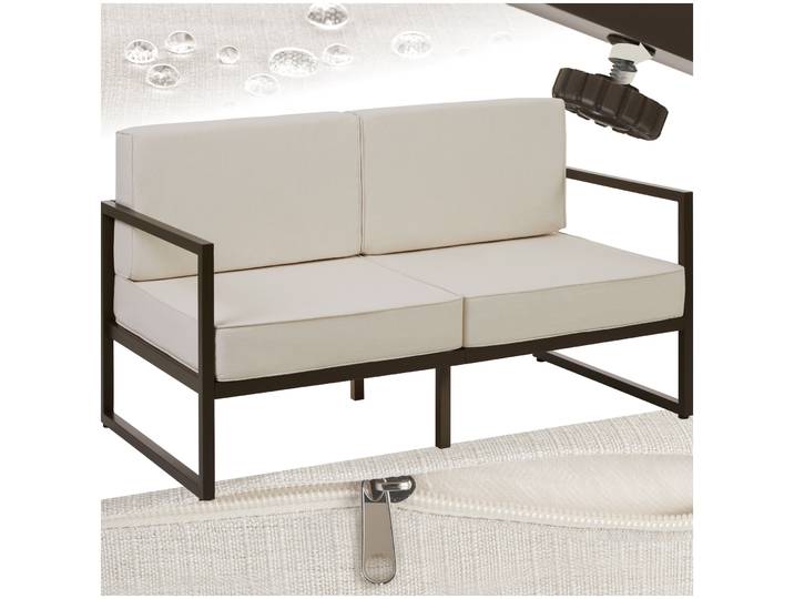 Garten-Loungesofa Comosa, 2-Sitzer, ultradicke Polsterung - braun/beige