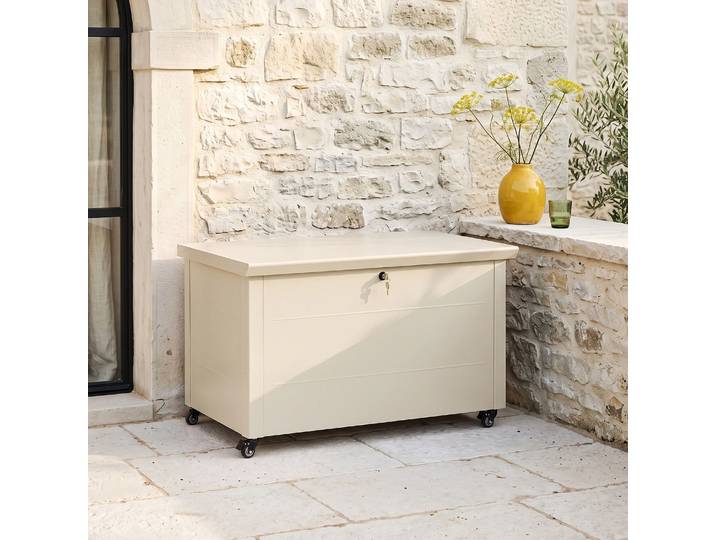 HABITAT - Coffre de jardin en métal 546 L - Ivoire - Liko