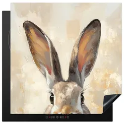HERDABDECKPLATTE Hase - Ohren - Braun Induktionsmatte 78x78 cm