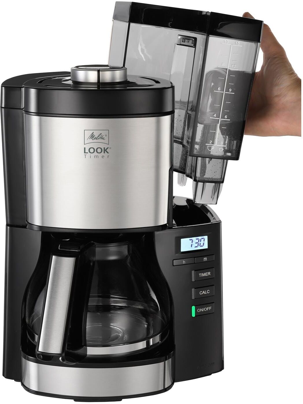 Melitta Filterkaffeemaschine "Look Timer 1025-08", grau (schwarz, edelstahlfarben), Kaffeemaschinen, Filterkaffeemaschine schwarz, edelstahlfarben Einheitsgröße