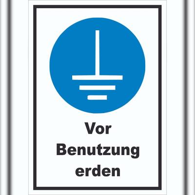 HB-Druck Vor Benutzung erden Schild A5 Rückseite selbstklebend