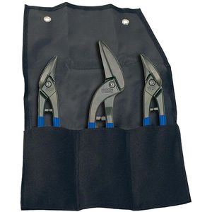 Bessey Blechschere Normalblech Set, gerade, rechts & links, Ideal- & Pelikanschere in Rolltasche, bis 1,0 mm, 280 - 300 mm