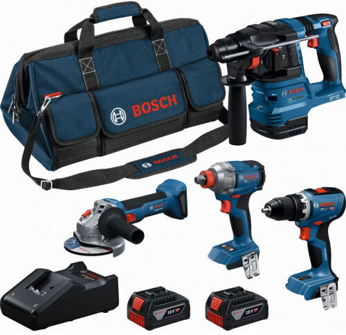 Bosch PROFESSIONAL Kit d’outils GSR + GDX + GBH + GWS + 2× 5,0 Ah + GAL18V-40 0615A500BK