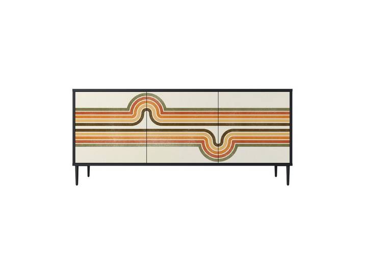 SPACEREBELS Kommode (3 Türen), Sideboard Komodenschrank Möbel für Wohnzimmer mit 2 Türen oder mit