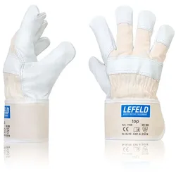 Lefeld top Rindvollleder-Handschuh, natur/weiß, Größe 8-12