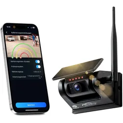 CARMATRIX Funk WLAN Solar Rückfahrkamera mit Magnet KI Personenerkennung mit APP