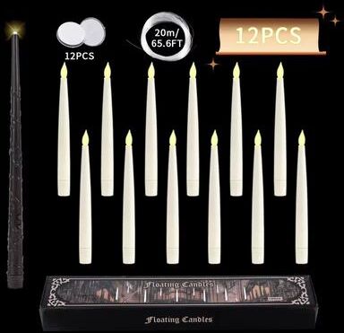 Inspired Finds LED Floating Candles With Remote Magic Wand Flameless Flickering Lights For Wedding & Holiday Decor (12 10 PCS Set) 12pcs