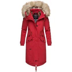 NAVAHOO Damen Designer Langer Wintermantel Parka mit Kunstfell-Kapuze Kin-Joo