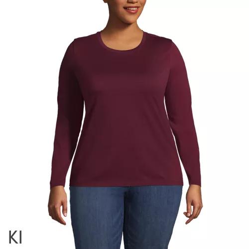 Supima-Shirt, Langarm in Plus-Größe, Damen, size: plus, Rot, Baumwolle, by Lands' End
