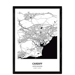 POSTER Karte Von Cardiff - Uk A3 Rahmenlos
