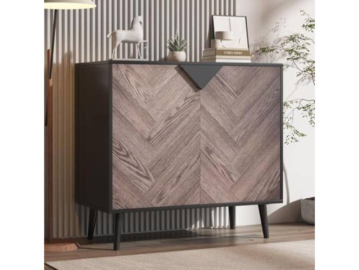 Garvee Sideboard mit Türen und Regal in Holzoptik Freistehende Anrichte mit Stauraum, als Buffet oder Konsole für Esszimmer, Wohnzimmer und Flur