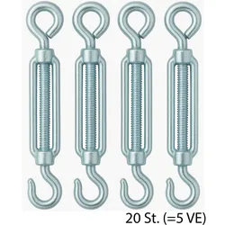 Spannschlösser 20x 4x50 mm Zinkdruckguss - Haken & Öse - 30kg belastbar