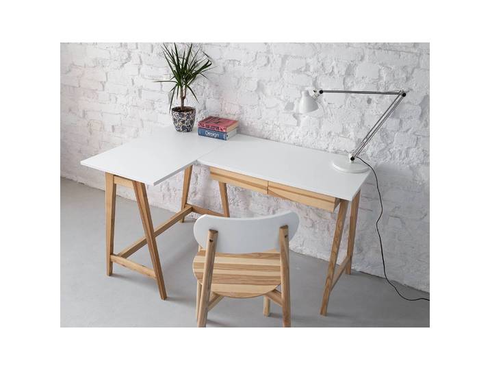 Bureau d’angle 135 x 75 x 85cm Blanc/Blanc
