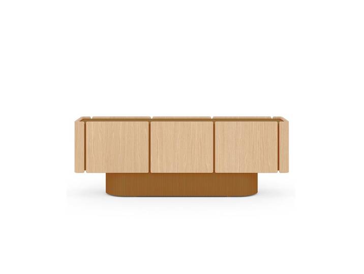 PUNT MOBLES buffet meuble DUNE avec 6 portes (Chêne clair, cuivre - MDF)
