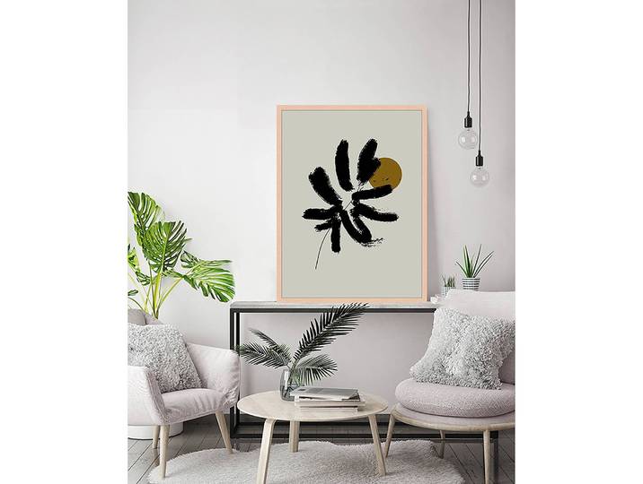 Tableau déco Minimalist Illustration Cadre : hêtre massif verni Revêtement : plexiglas Beige 63 x 83cm