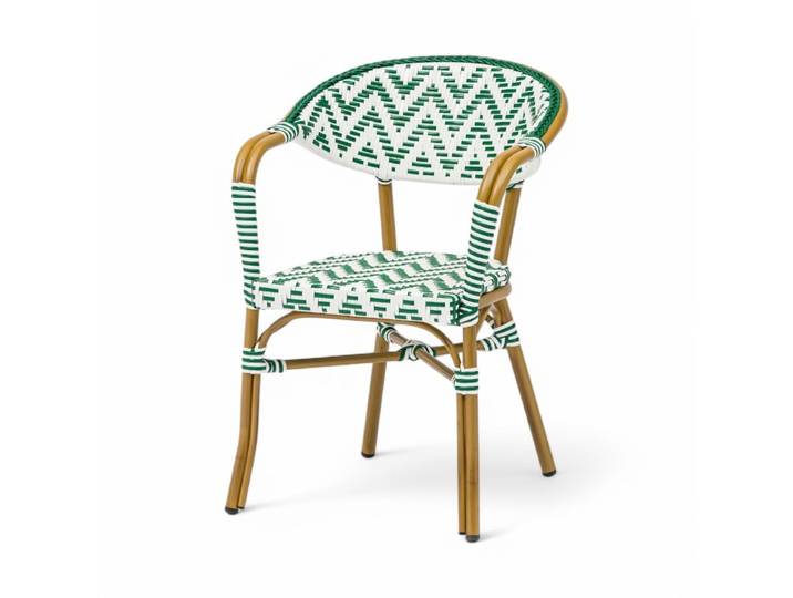 Fauteuil de terrasse ALMA - Tressage Vert foncé et Blanc