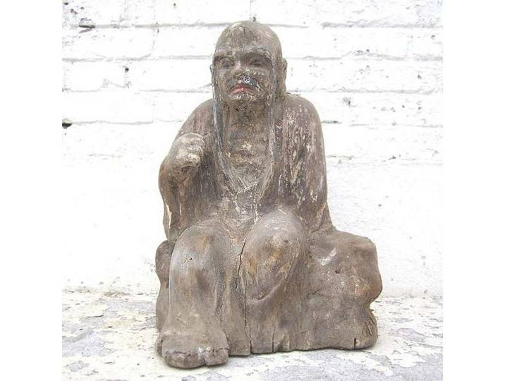 Luxury-Park-Direct Kommode Mönch im Gespräch sitzend Statue Figur Skulptur Pappelholz China 1910