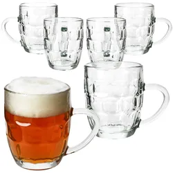 6x Dijon Bierkrug 200 ml Relief Henkel Bierhumpen 0,2 L Glas Bierseidel