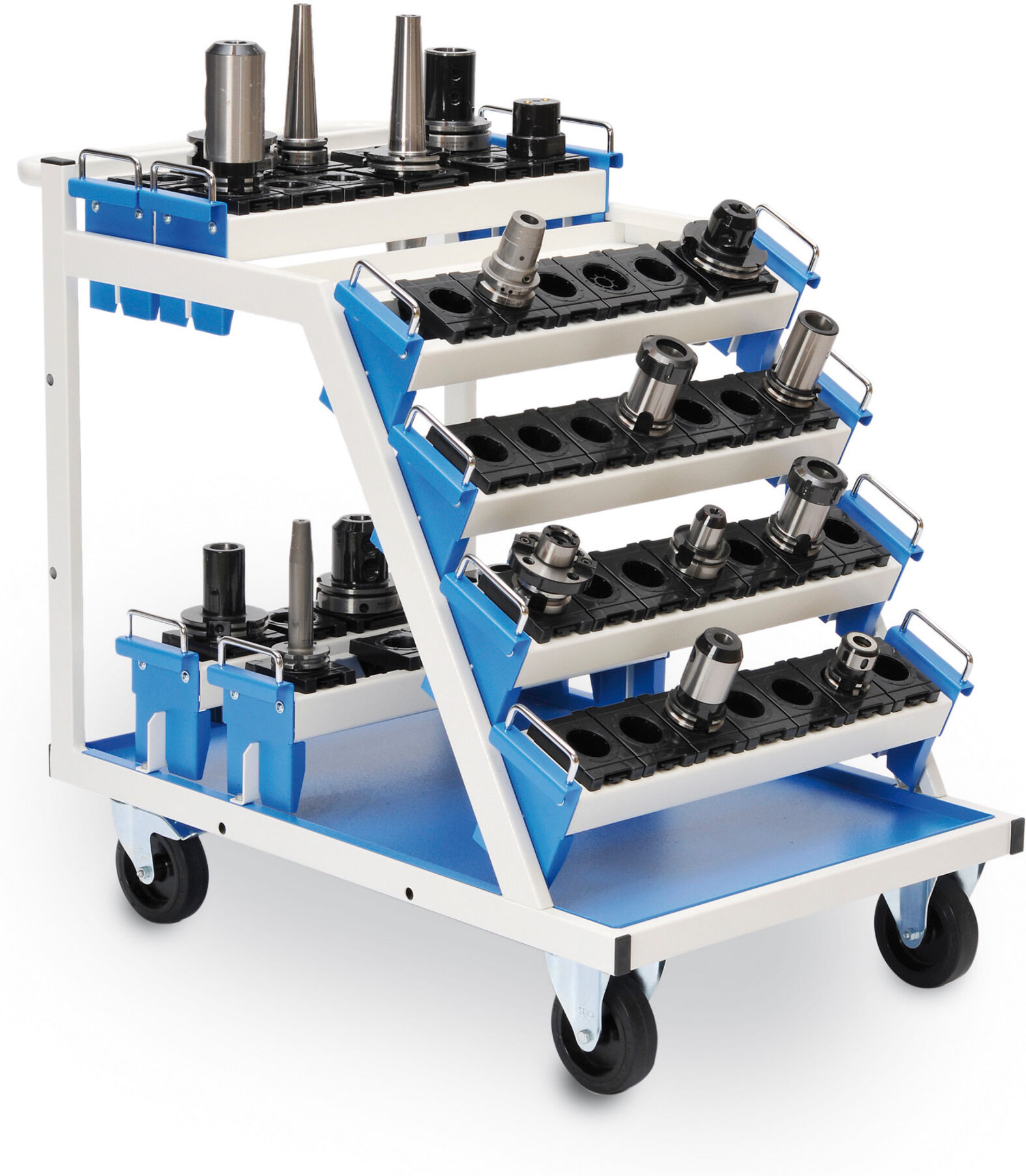 Bedrunka+Hirth CNC-Transportwagen, 6x CNC-Werkzeugaufnahmeträger 600, 1x Metallablage (02.288.06A)