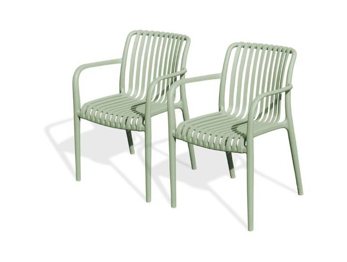 Lot de 2 fauteuils de jardin - CITY GARDEN - Tiago-FT - Empilable - Olive