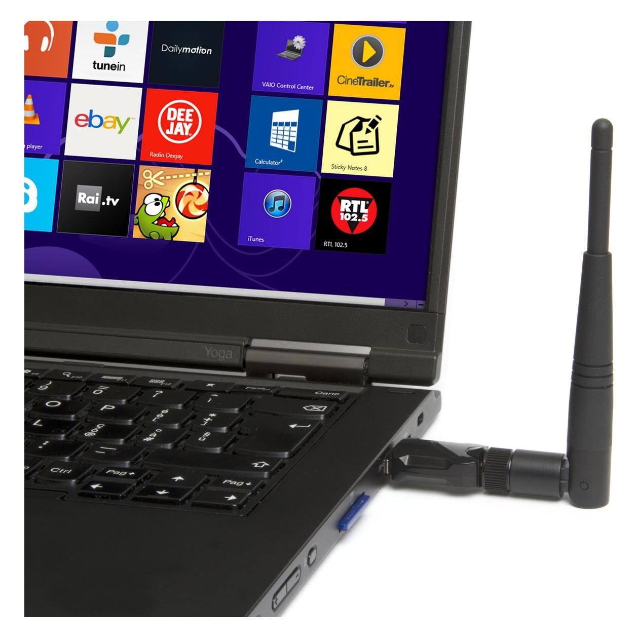 Hamlet USB Wi-Fi Adapter 600Mbps Dual Band 5GHz + 2.4GHz Standard 802.ac mit abnehmbarer Antenne (USB, USB 2.0) (HNW600ACU)