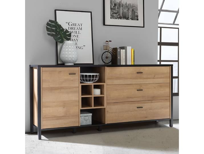 Sideboard mit offenen Fächern 186 x 85 x 40cm Schwarz/Braun